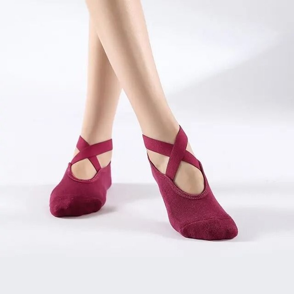 KineticGrip NonSlip Bandage Pilates Socks Breathable Cotton Yoga Barre Fitness Dance Performance 8