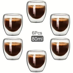 thermal-core double wall glass set - professional heat-insulating transparent espresso & whiskey interface