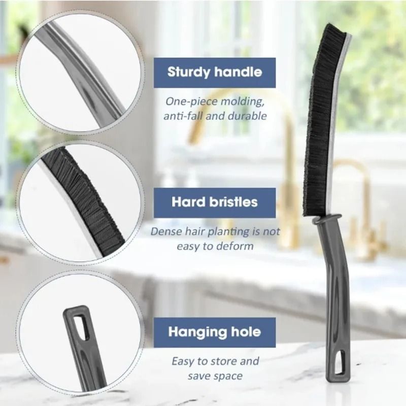 UltraSlim Hard Bristle Crevice Cleaning Brush And Grout Line Restoration Tool Set 4