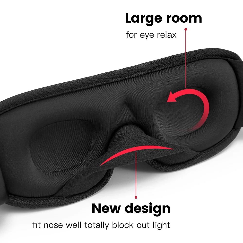 3D Blackout Sleep Mask With Soft Padded Contour And Adjustable Strap 2