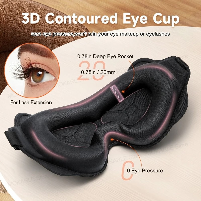 3D Contoured Blackout Sleep Mask And Breathable Night Eye Shade 4
