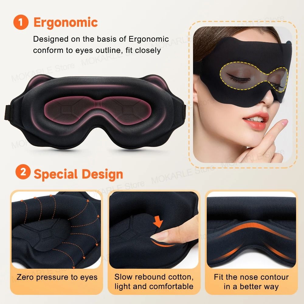 3D Contoured Blackout Sleep Mask And Breathable Night Eye Shade 5