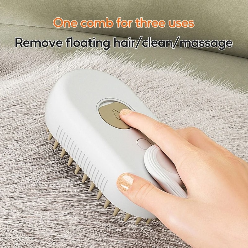 3in1 Electric Pet Steam Brush And Spray Grooming Comb For Cats And Dogs 3