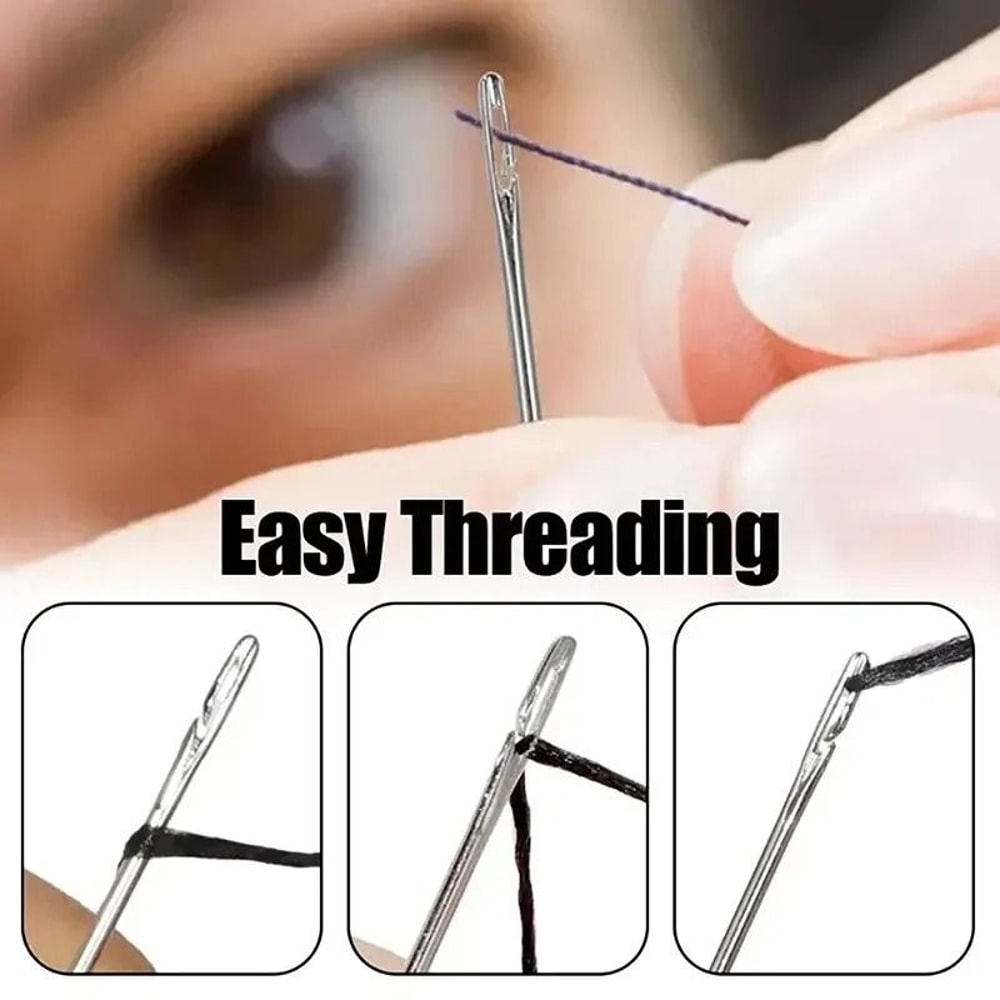 Self Threading Stainless Steel Sewing Needle And Quick Stitching Pin Set 3