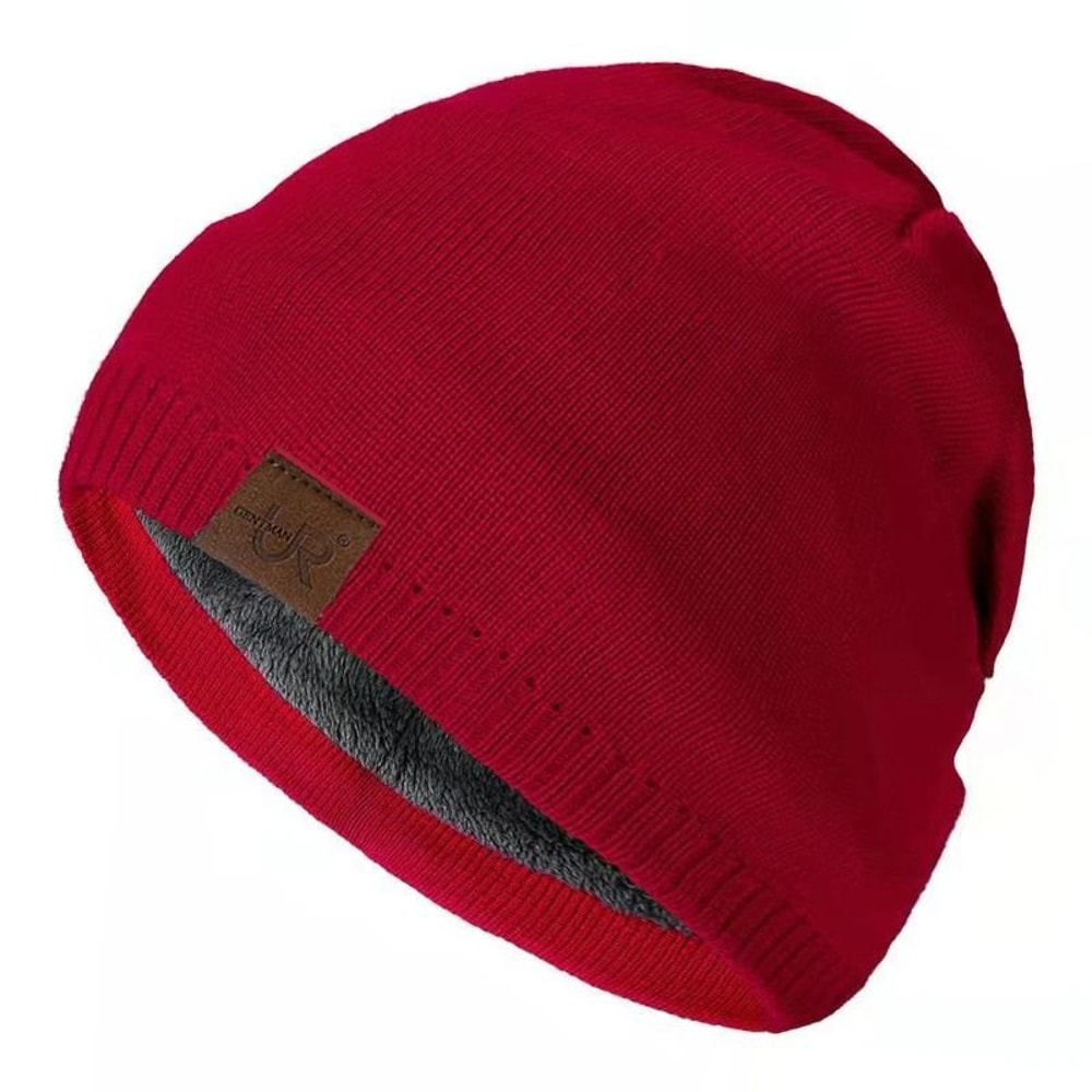 Urgentman Label Winter Knitted Beanie With Thermal Fur Lining 7