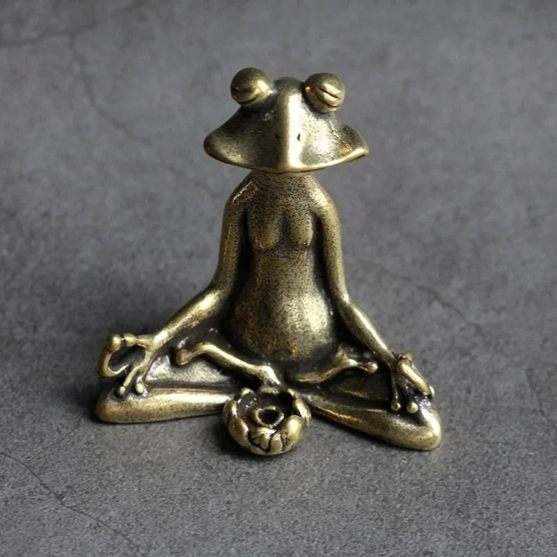 Retro Pure Copper Zen Frog Incense Holder And Tea Pet Ornament 2