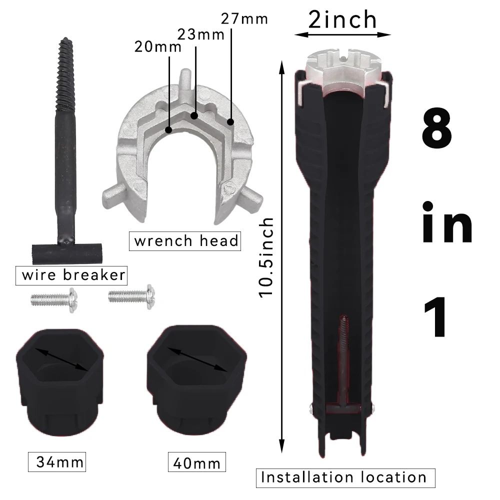 Eight In One Multi Functional Sink Faucet Plumbing Installation Wrench 7