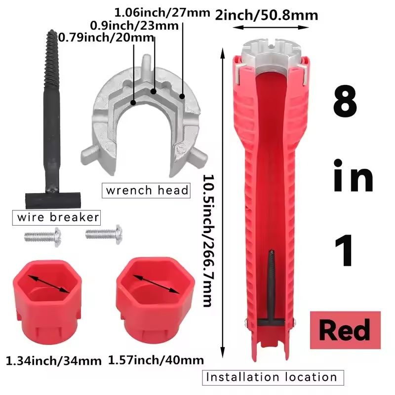 Eight In One Multi Functional Sink Faucet Plumbing Installation Wrench 8