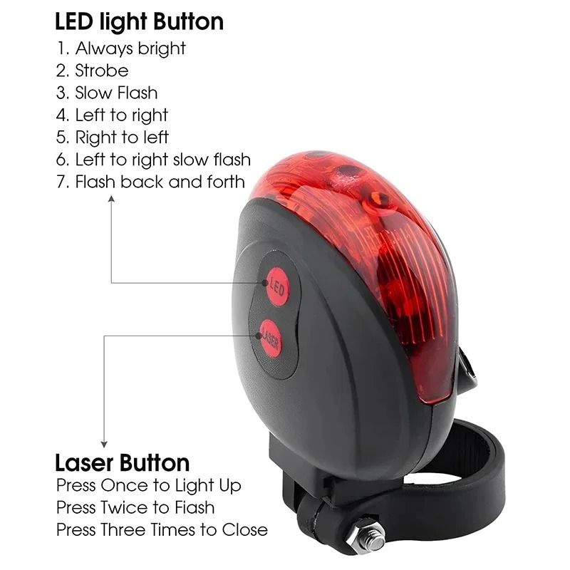 Bicycle LED Laser Waterproof Safety Warning Taillight 4