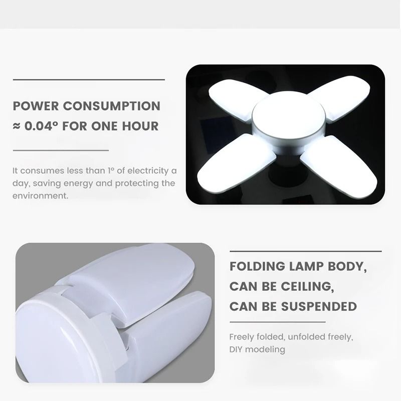Deformable E27 FanShape Foldable LED HighLuminance Garage Light 2