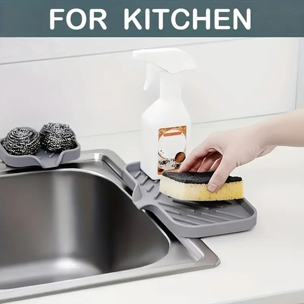 Premium Silicone SelfDraining Sink Tray And Countertop Organizer 4