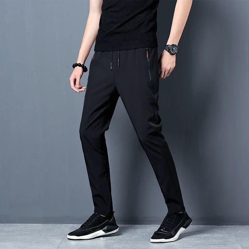 Mens Korean Classic SlimFit Elastic Waist Jogger Trousers 2