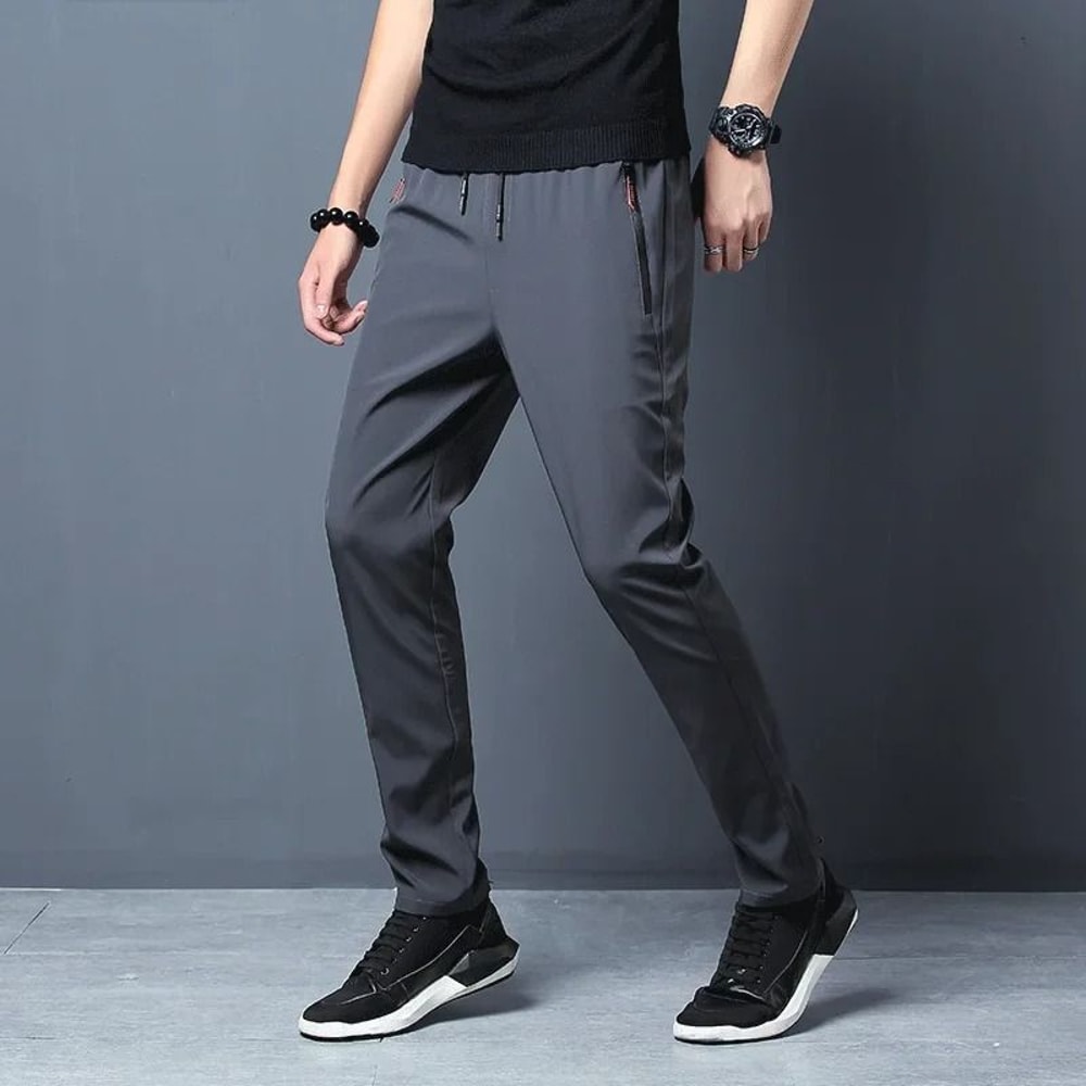Mens Korean Classic SlimFit Elastic Waist Jogger Trousers 6