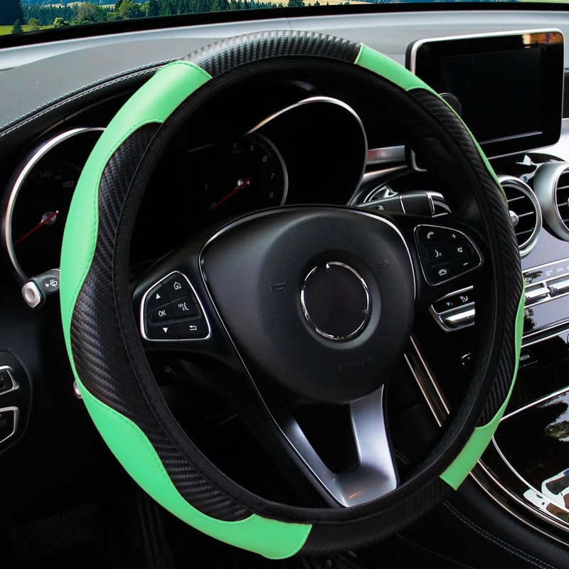 HighStretch Carbon Fiber PU Leather Steering Wheel Cover 9