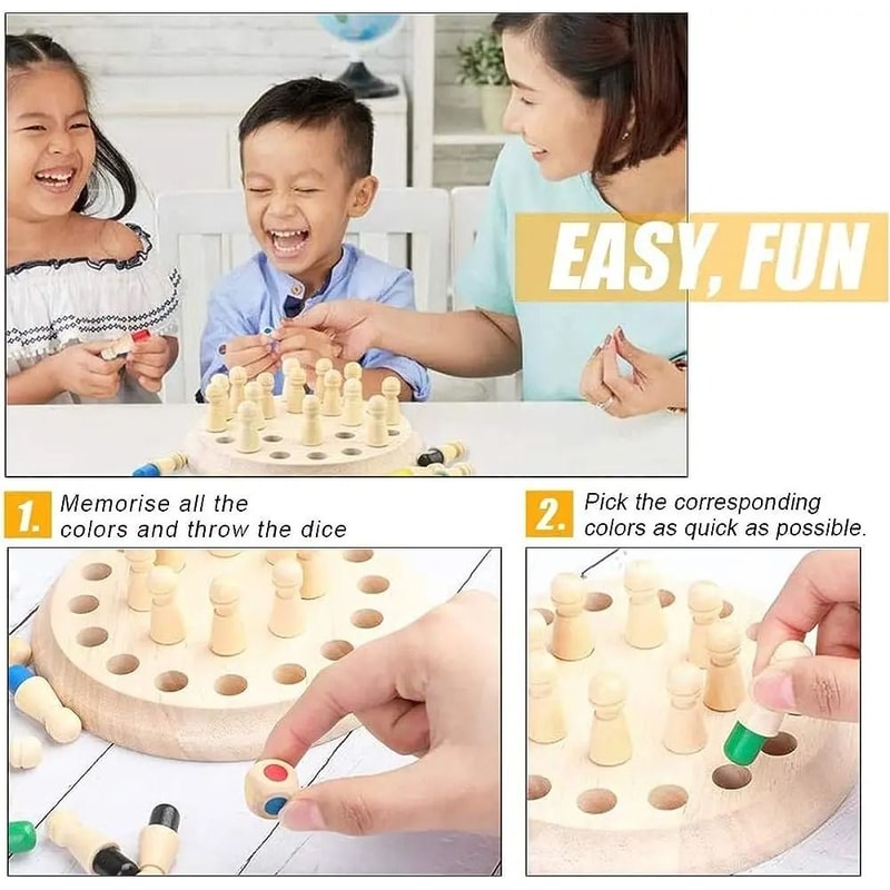 Montessori Wooden Memory Match Stick Chess And Cognitive Interface 2