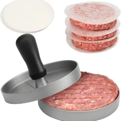 high-pressure aluminum burger press and culinary patty stabilization interface