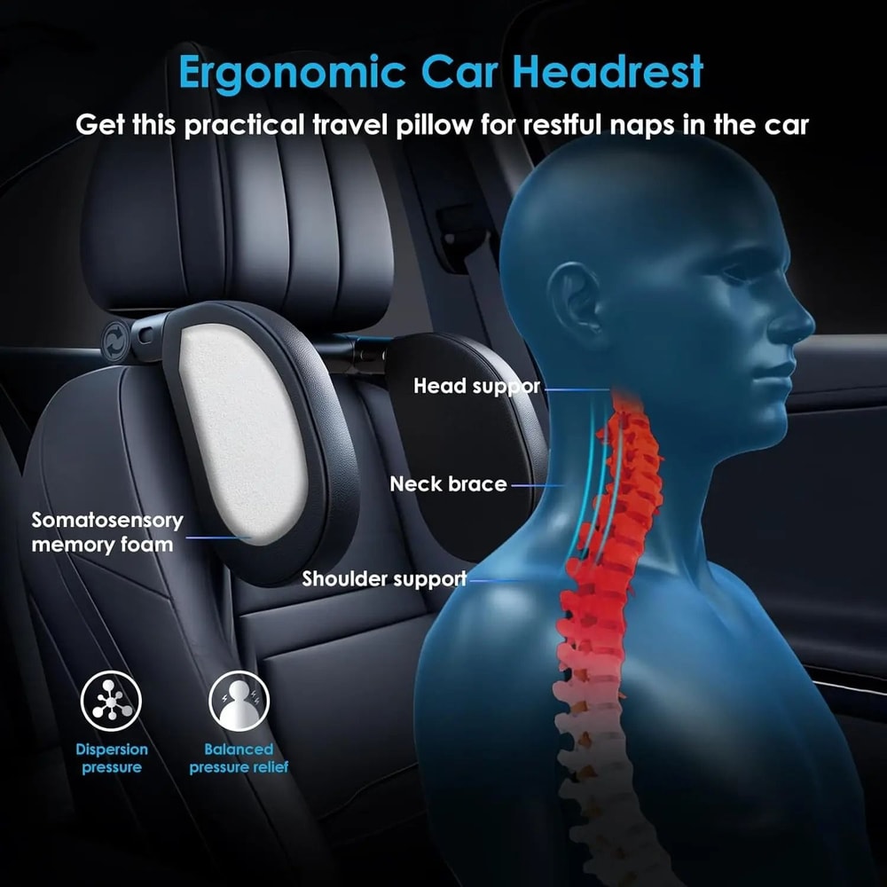 WayToGrow A13 Adjustable Memory Foam Car Headrest 2