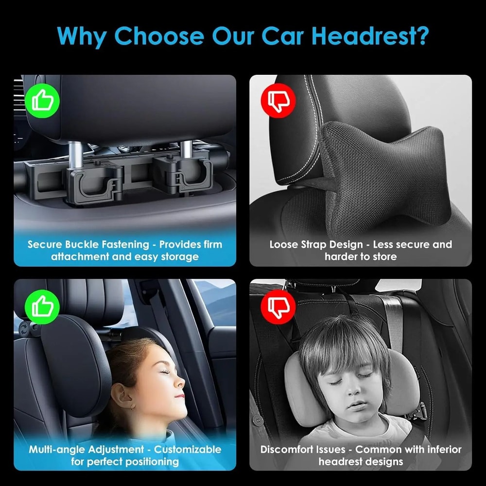 WayToGrow A13 Adjustable Memory Foam Car Headrest 4