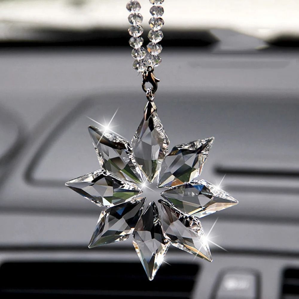 Transparent Crystal Snowflakes Car Pendant Decoration Ornaments Sun Catcher Snowflake Hanging Trim 3