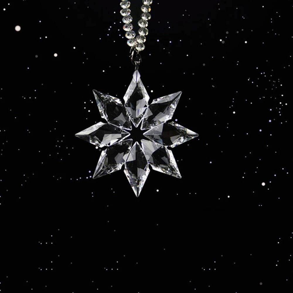 Transparent Crystal Snowflakes Car Pendant Decoration Ornaments Sun Catcher Snowflake Hanging Trim 4