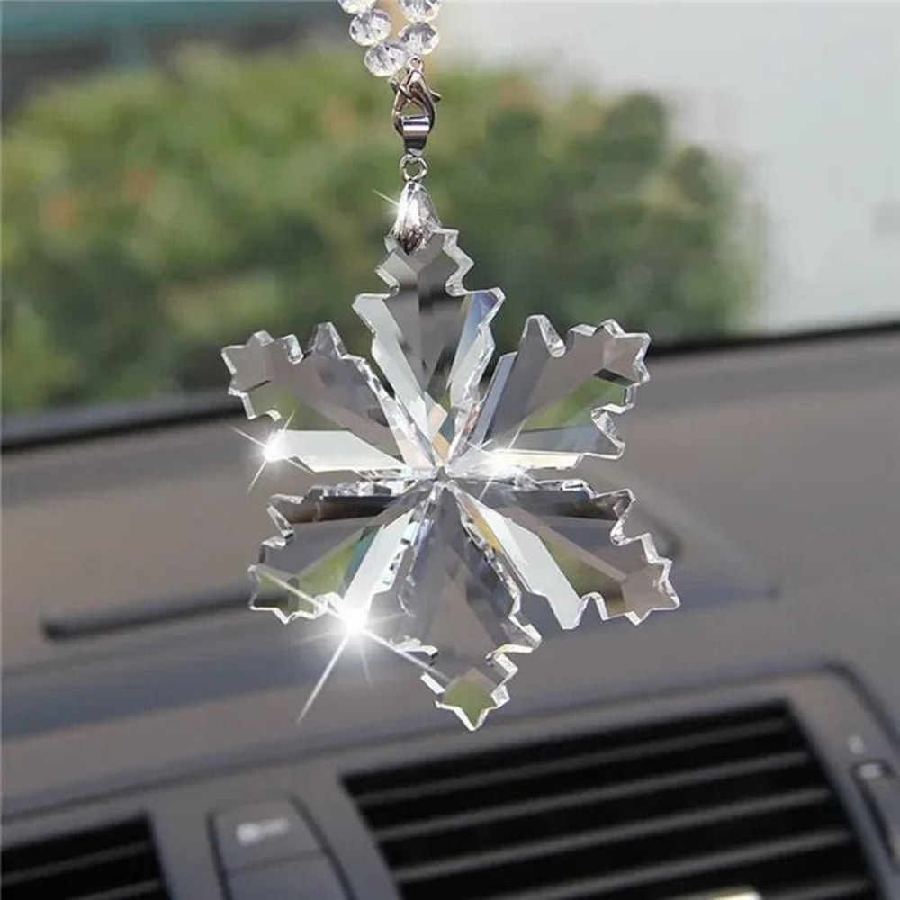 Transparent Crystal Snowflakes Car Pendant Decoration Ornaments Sun Catcher Snowflake Hanging Trim 5