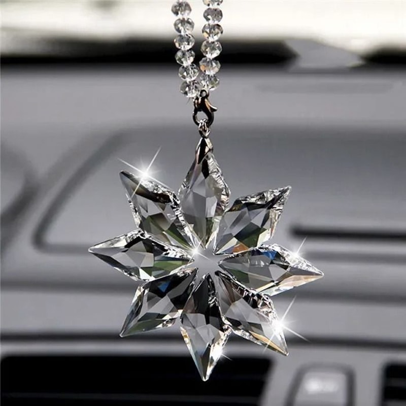 Transparent Crystal Snowflakes Car Pendant Decoration Ornaments Sun Catcher Snowflake Hanging Trim 6