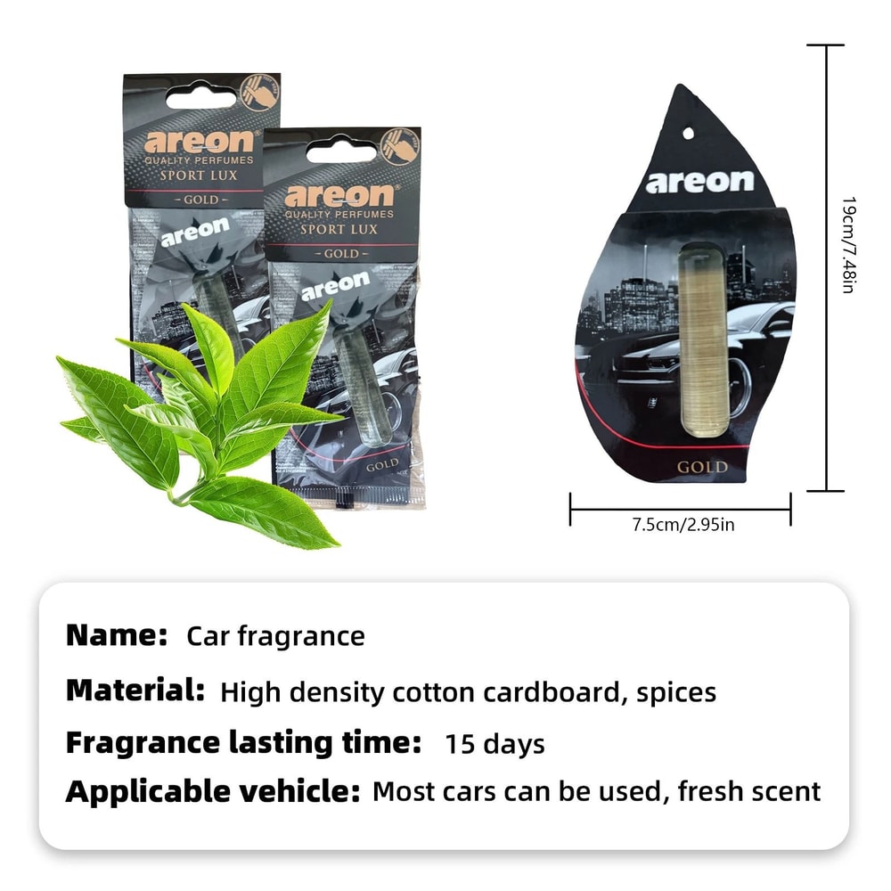 Premium Gold Edition TeaScented Hanging Car Air Freshener Set 1