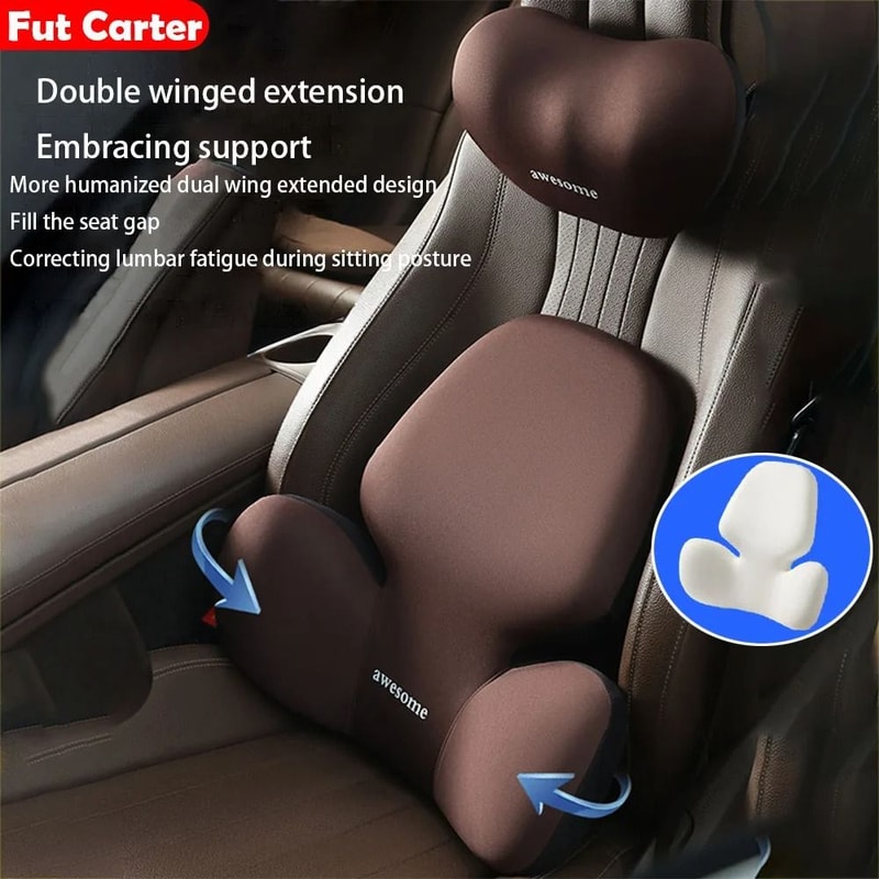 Ergonomic Memory Foam Lumbar Support And Neck Pillow Set 0