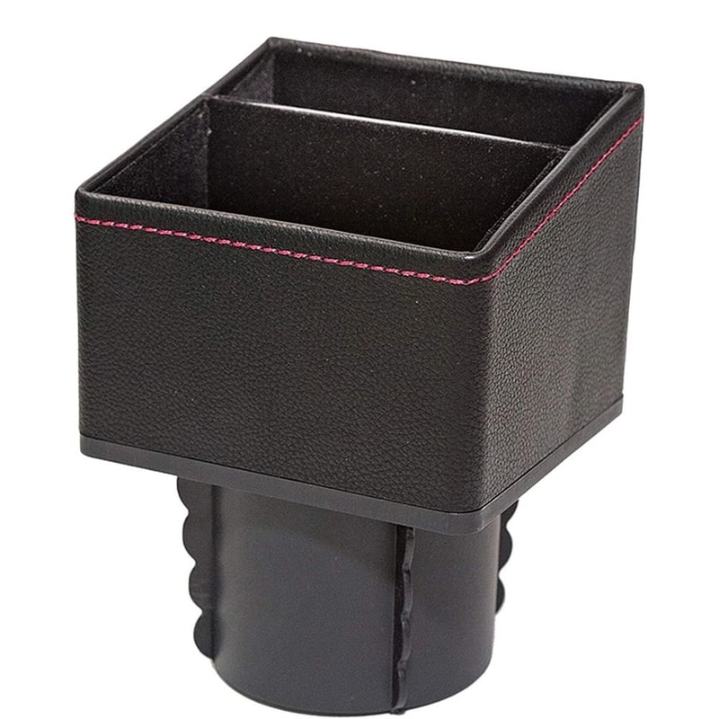 Premium PU Leather Cup Holder Organizer Console Storage Box 5