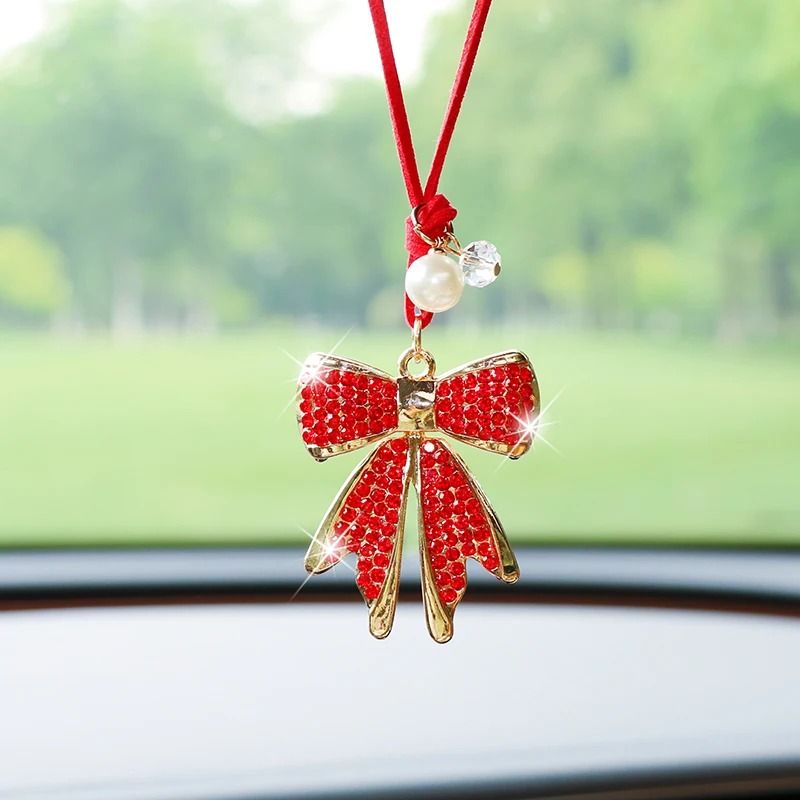 DiamondEncrusted Bowknot Luxury Car Mirror Pendant 10