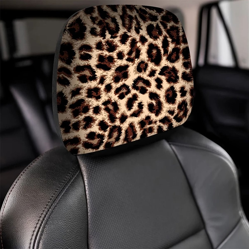 Wild Style Vibrant Leopard Print Universal Headrest Covers 4