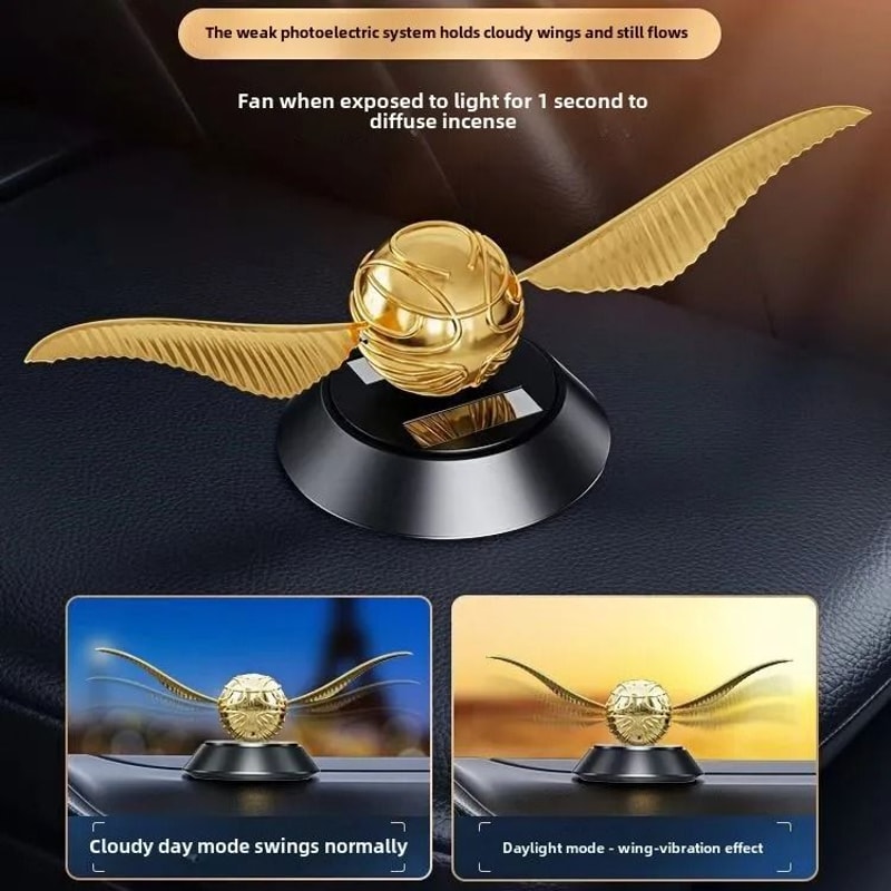 SolarPowered Kinetic Golden Snitch Luxury Car Aromatherapy 2