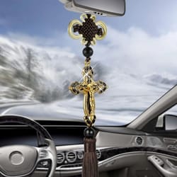sacred jesus figurine cross car rearview mirror pendant