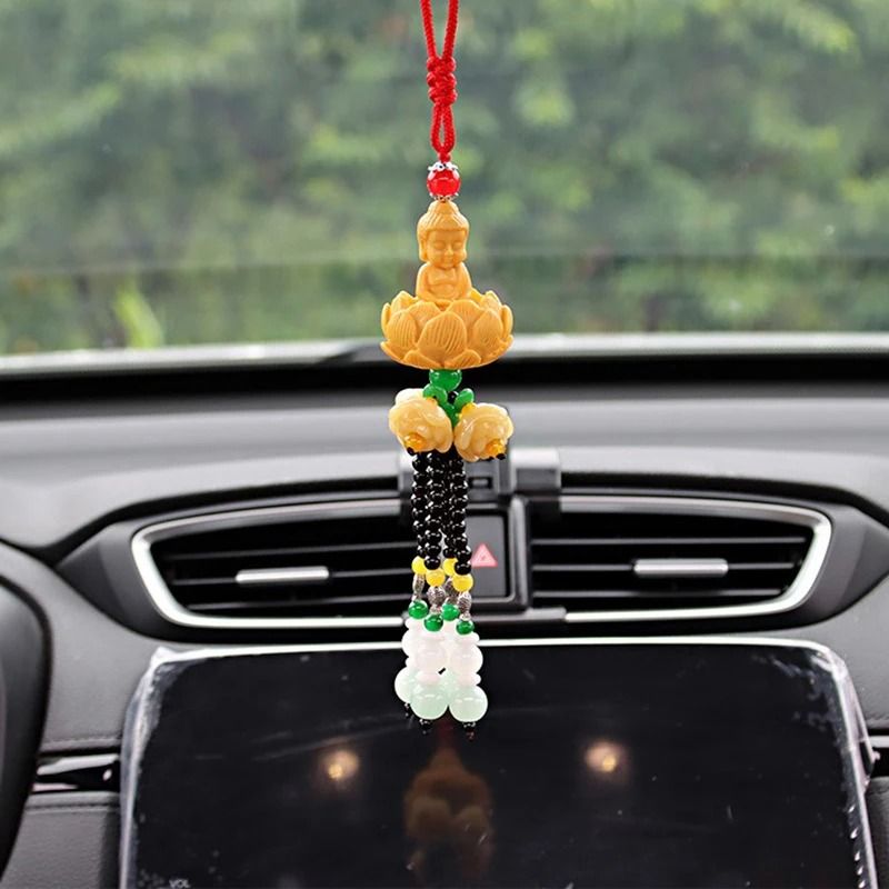 Serene Buddha Lotus Interior Mirror Pendant 4