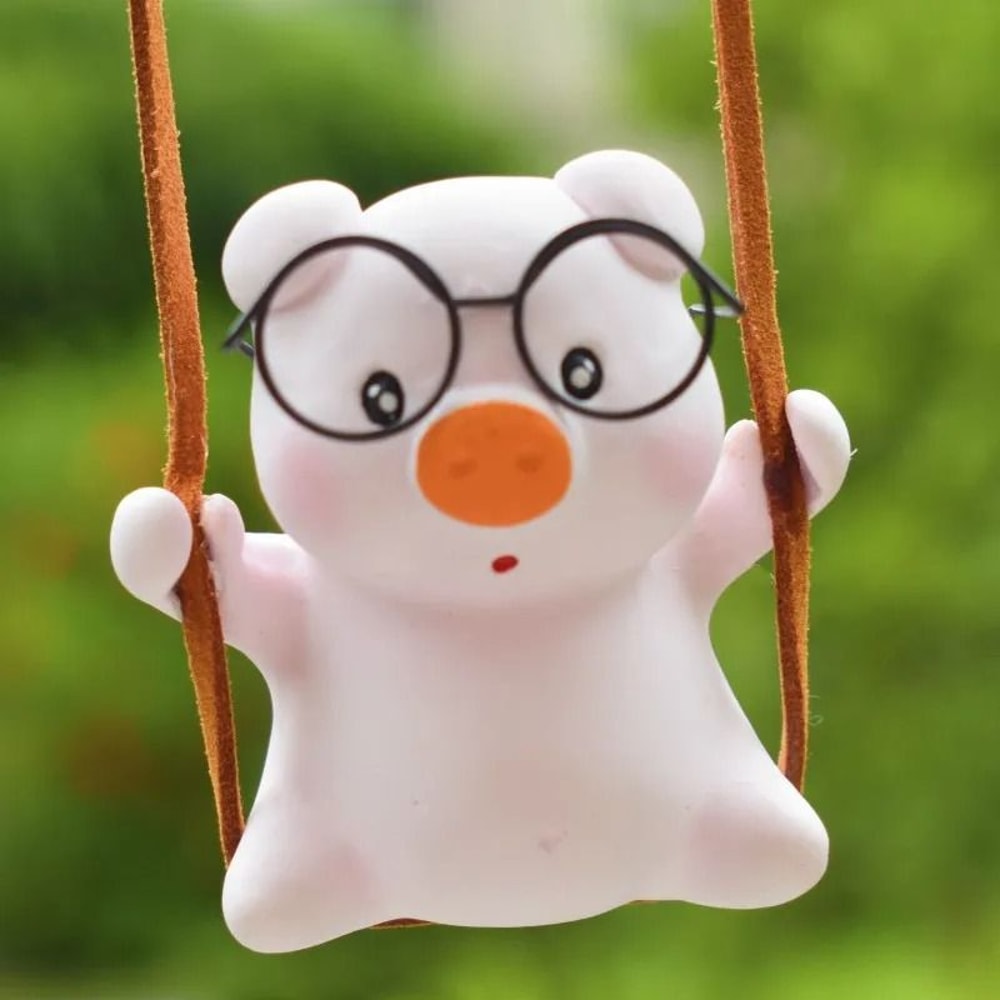 Pink Serenity Swing Pig Mirror Pendant 2