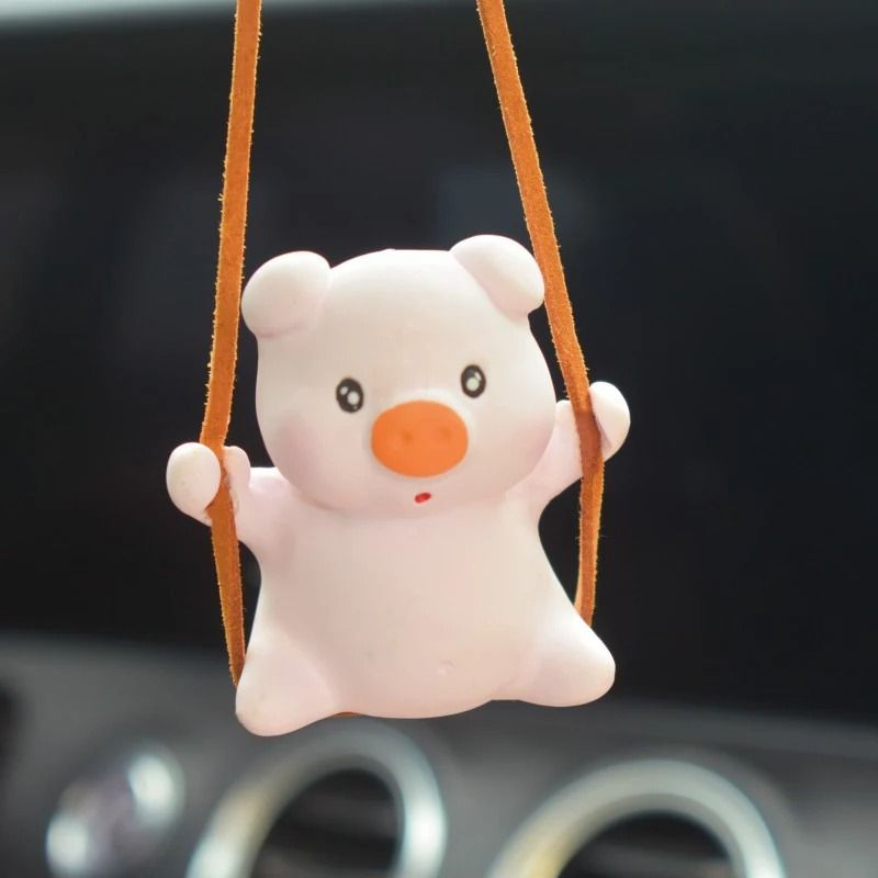 Pink Serenity Swing Pig Mirror Pendant 3