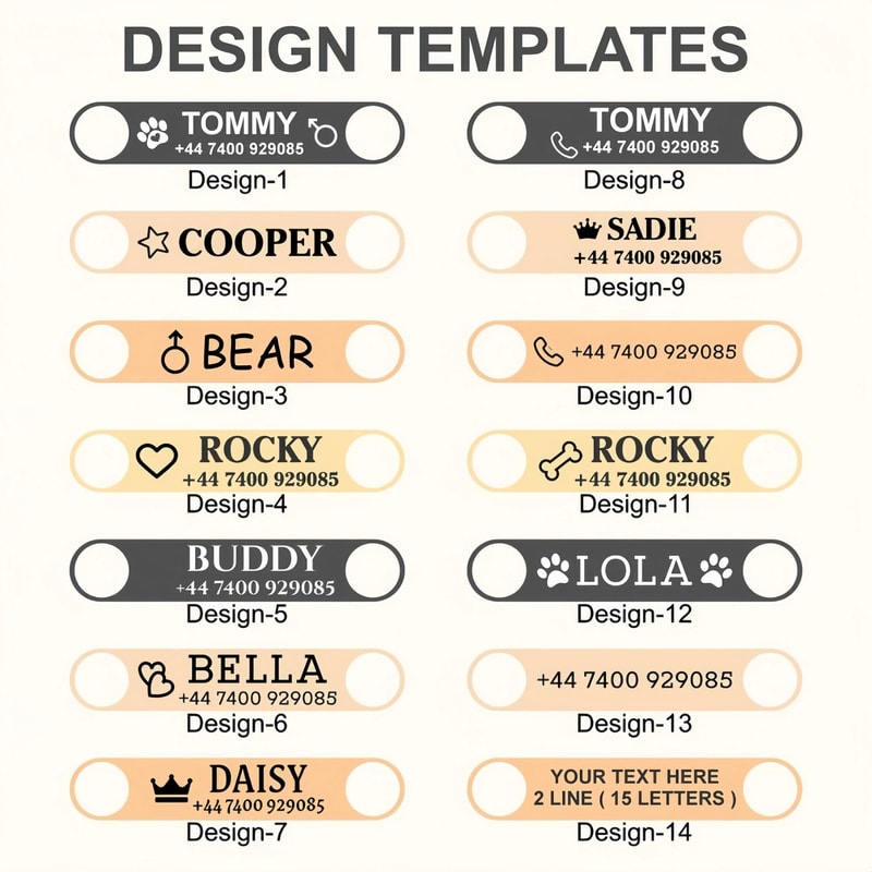 Custom Engraved Reflective PU Leather Pet Collar 1