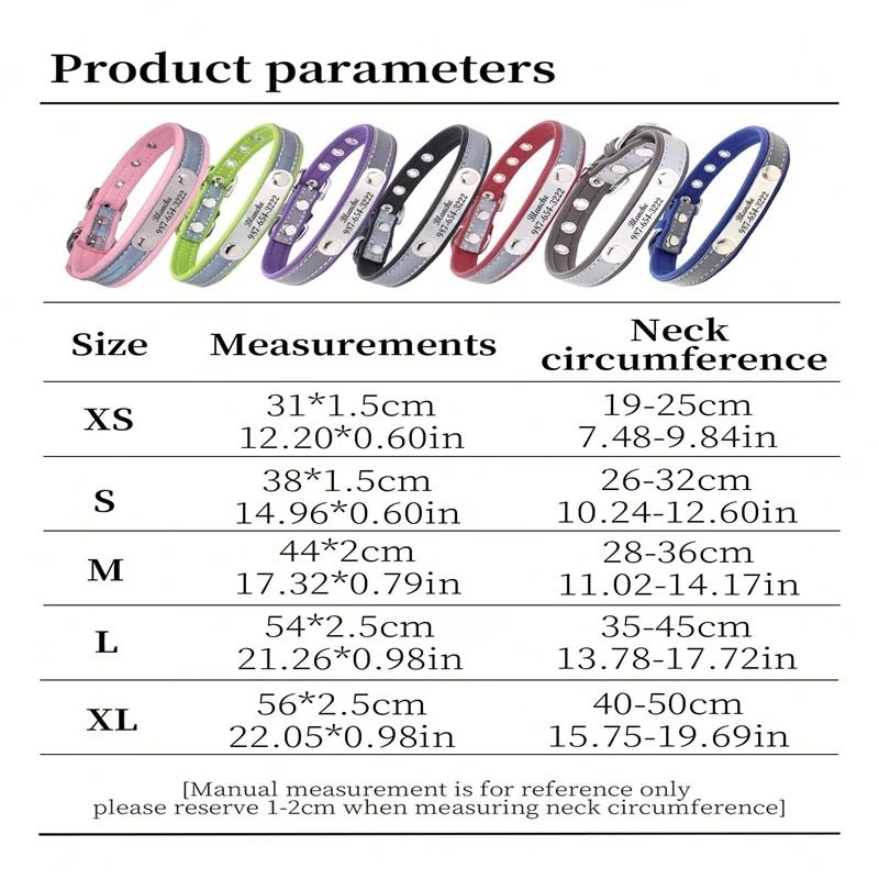 Custom Engraved Reflective PU Leather Pet Collar 5
