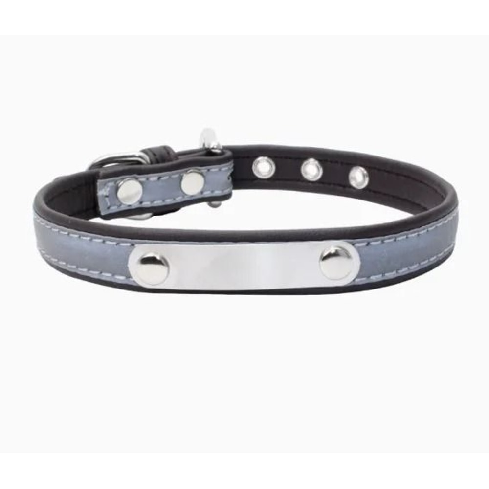 Custom Engraved Reflective PU Leather Pet Collar 6