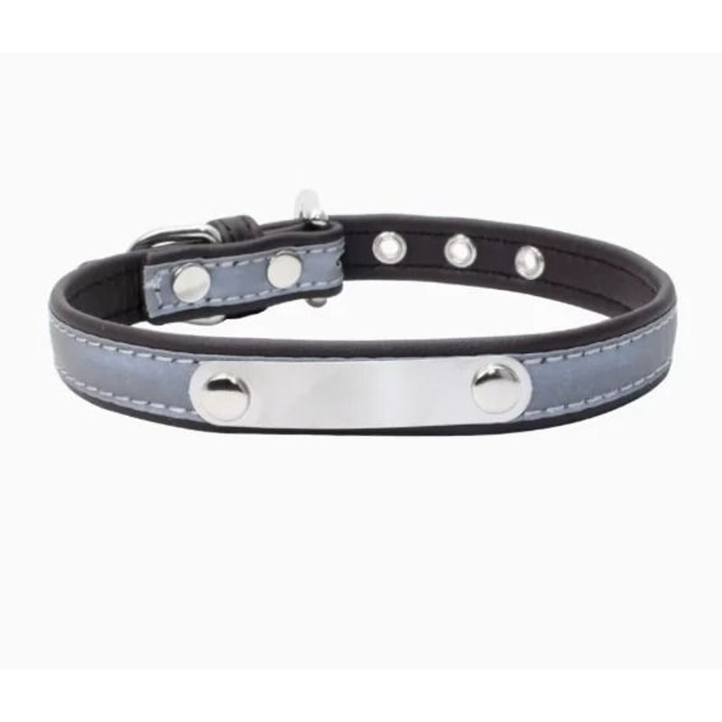 Custom Engraved Reflective PU Leather Pet Collar 6
