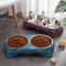 Diamond Pattern Stainless Steel Double Pet Bowl 3