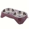 Diamond Pattern Stainless Steel Double Pet Bowl 6