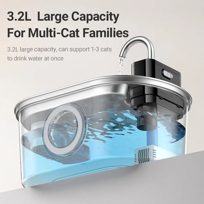 ROJECO 32L Smart Wireless Stainless Steel Pet Water Fountain 4
