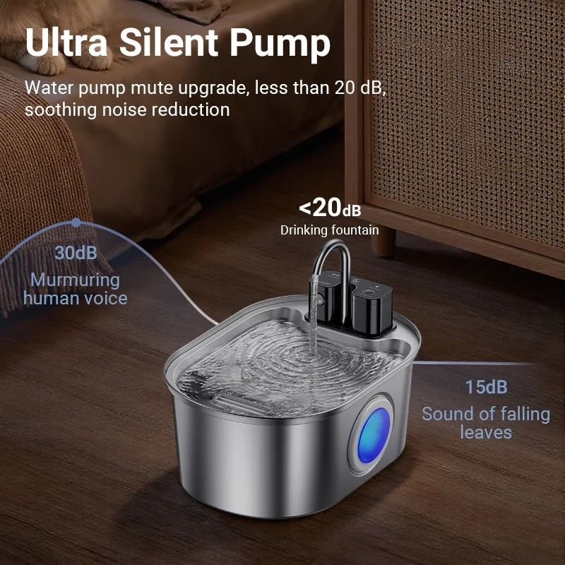ROJECO 32L Smart Wireless Stainless Steel Pet Water Fountain 5