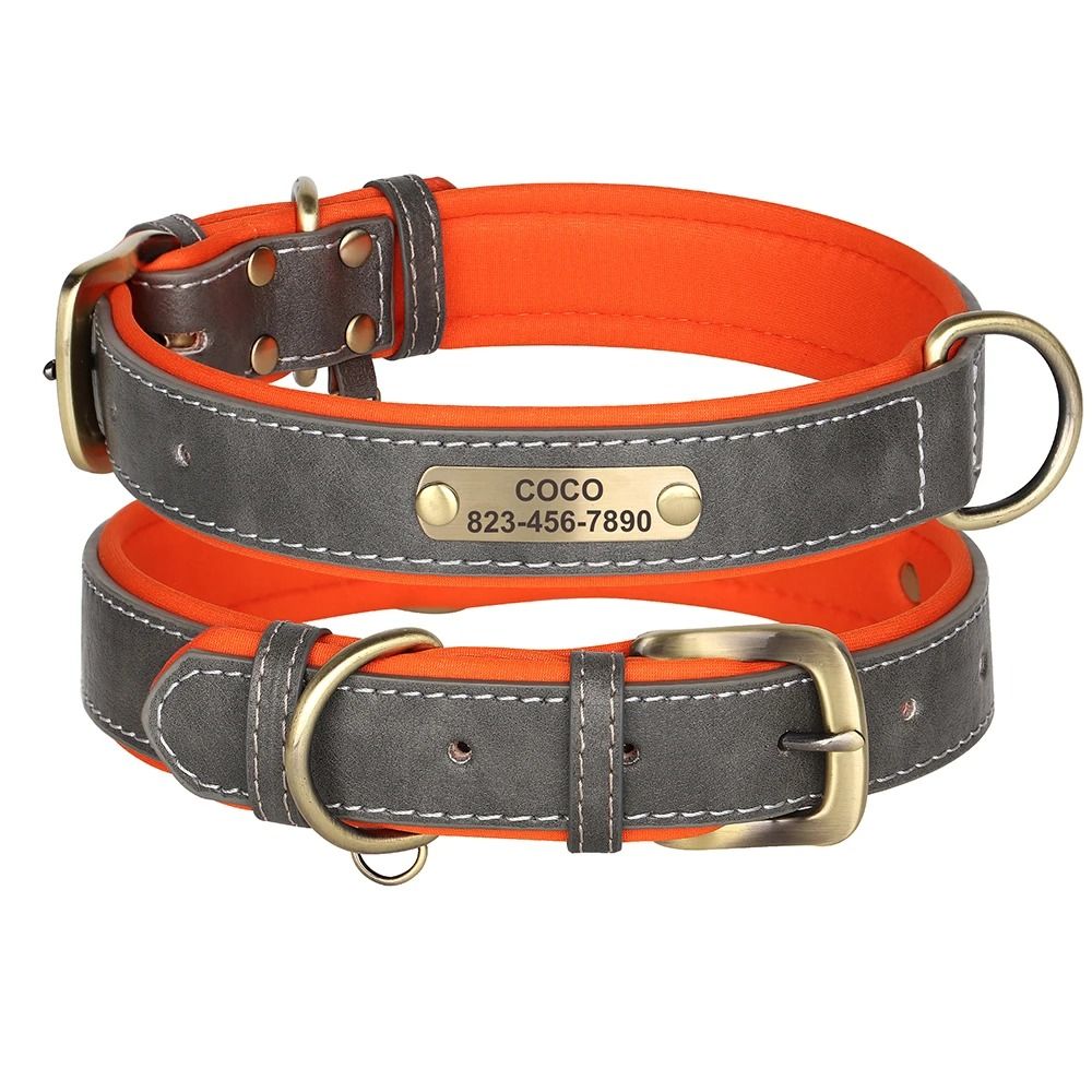 Custom Personalized Engraved PU Leather Dog Collar 6