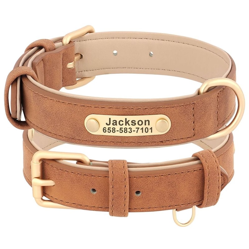 Custom Personalized Engraved PU Leather Dog Collar 26
