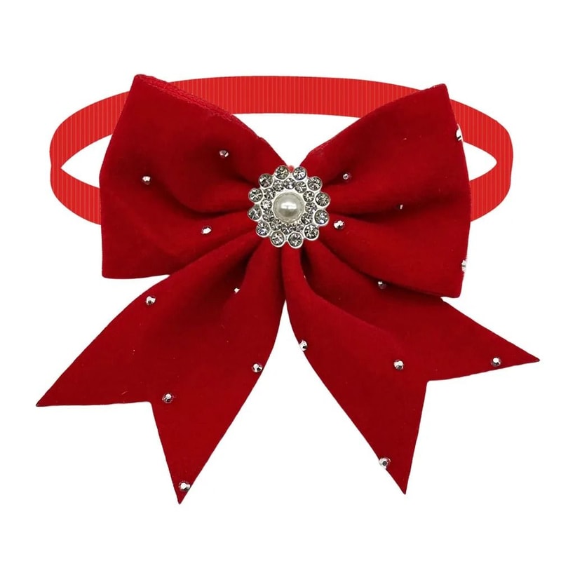 Luxury DiamondEncrusted Plush Pet Bowties 3