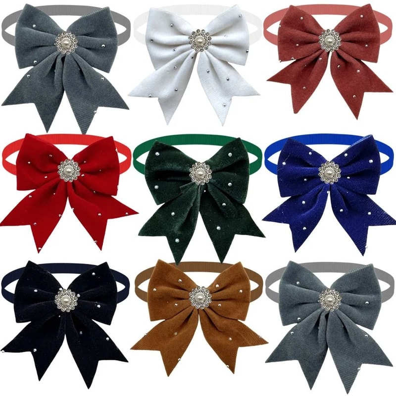 Luxury DiamondEncrusted Plush Pet Bowties 6