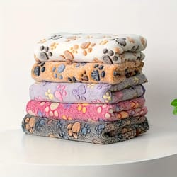 cozy paw-print flannel pet blanket