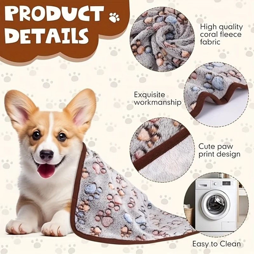 Cozy PawPrint Flannel Pet Blanket 1